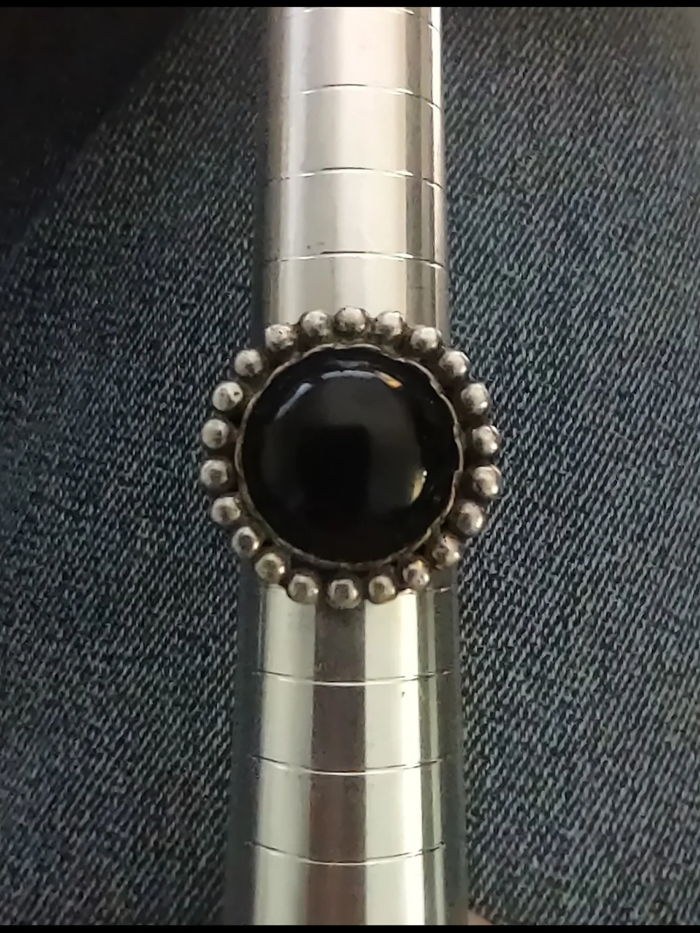 Vintage Sterling Silver Black Onyx Ring 7
